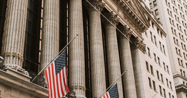 New York Stock Exchange facade in the financial district